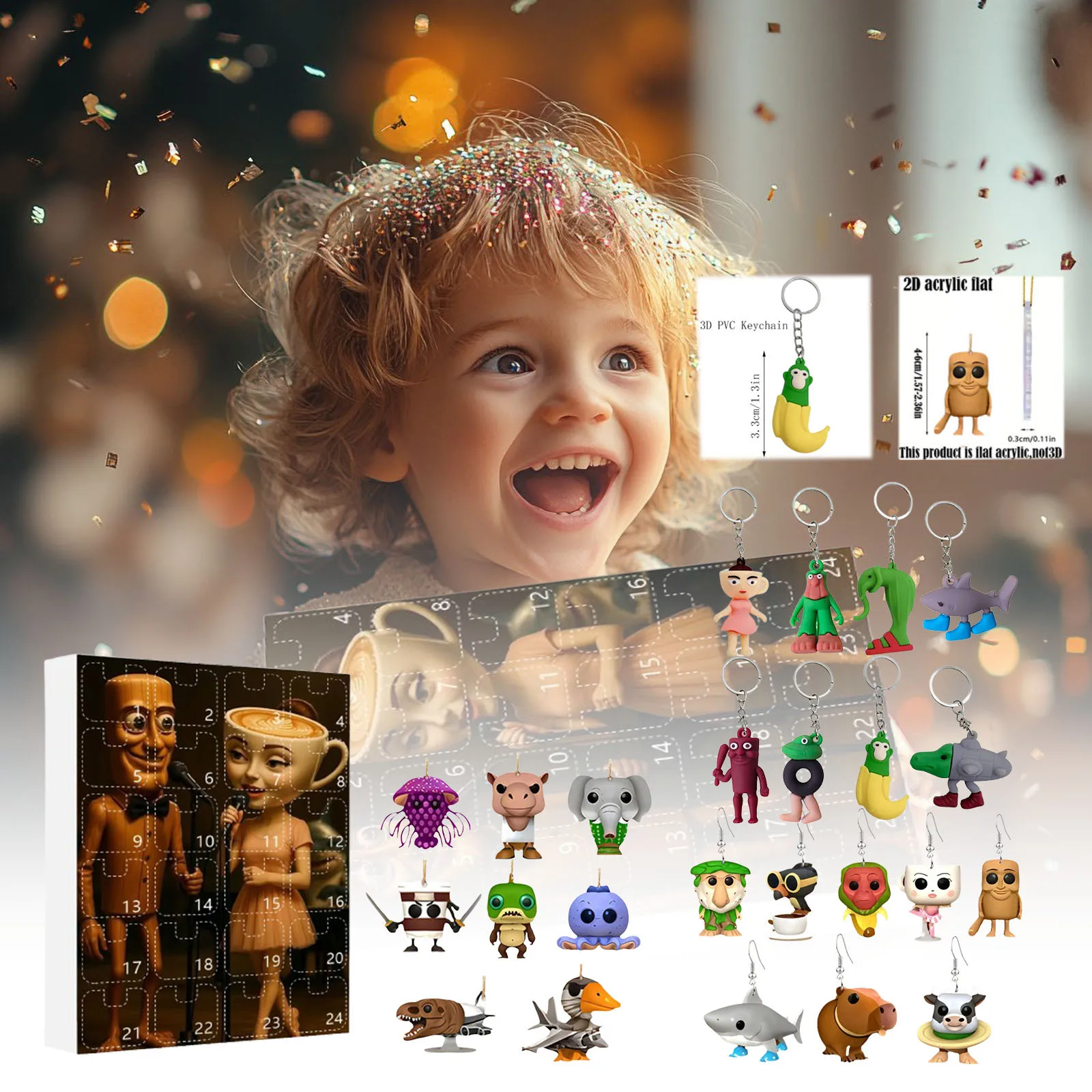 تقويم القدوم الإيطالي Brainrot Shimpanzini Bananini Tung Sahur Tralalelo Tralala XMAS العد التنازلي تقويم القدوم هدية 24 يومًا