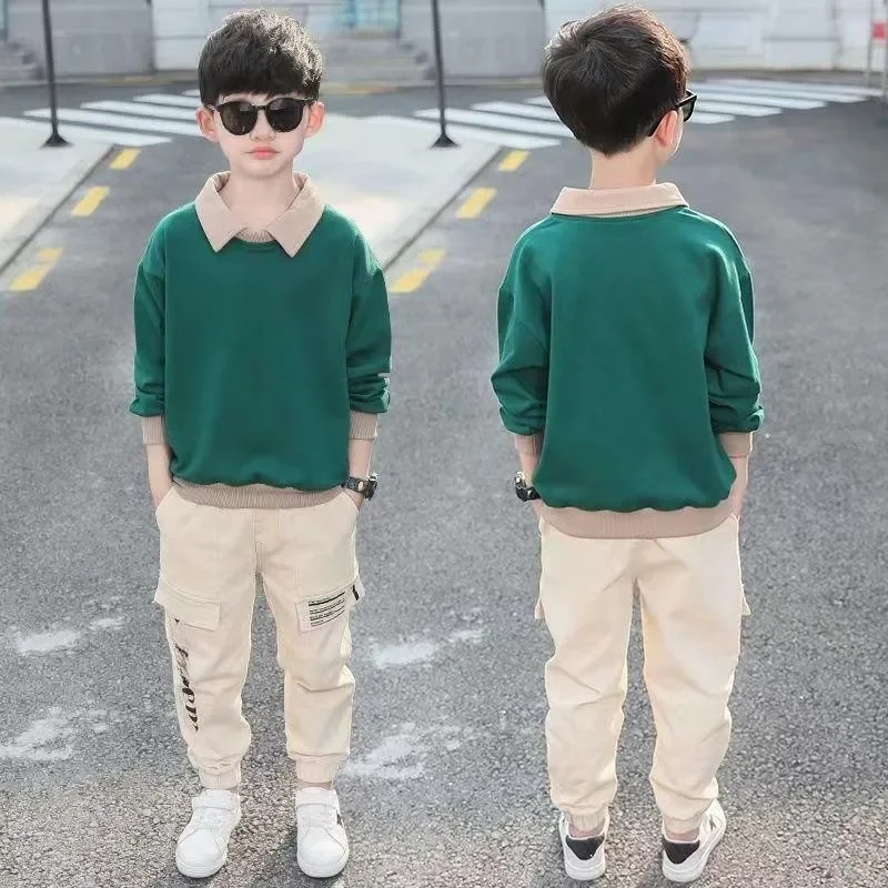 

2024 Boys Clothing Sets Spring Autumn Fashion Hoodie + Pants Sports Children’s Clothes Kids Tracksuit Teen 6 8 10 12 14 Years