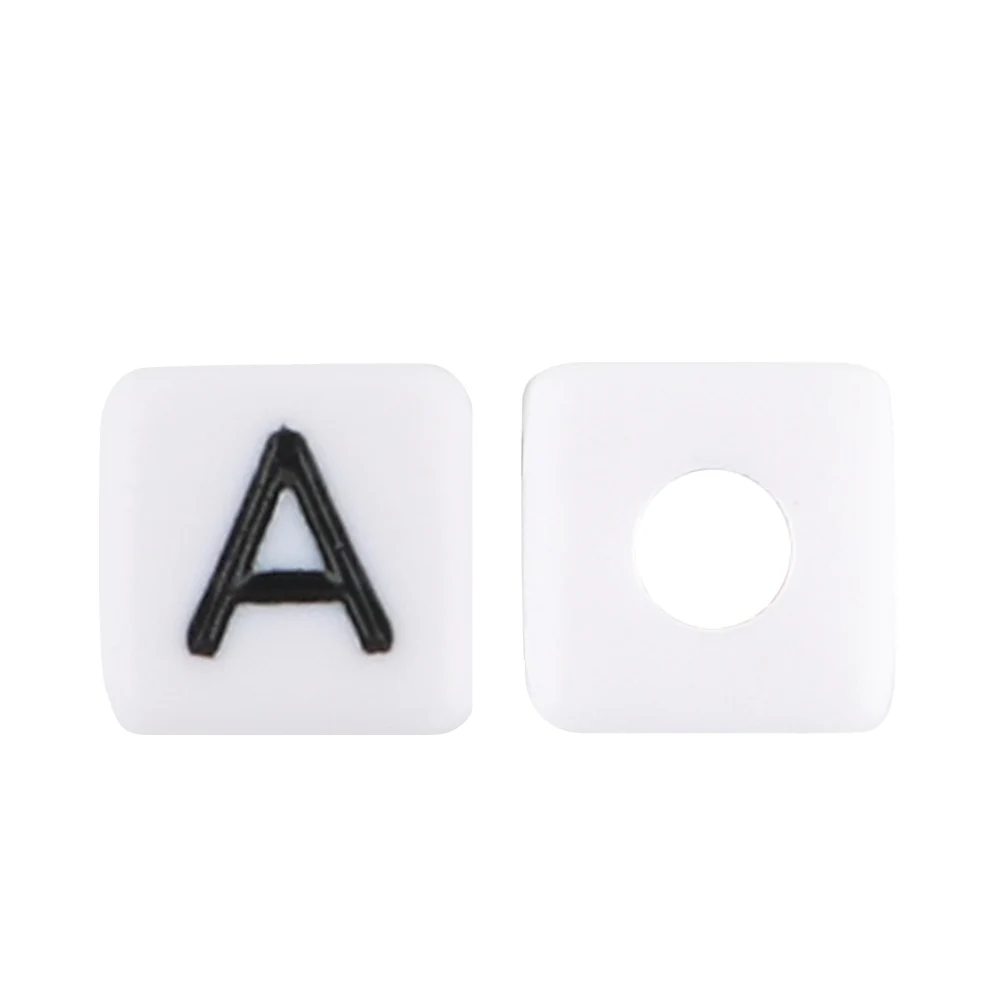 20/50/100Pcs 10*10MM Square White Letter Acrylic Beads A-Z Cube Loose Spacer Alphabet Beads For Jewelry Making Diy Accessories