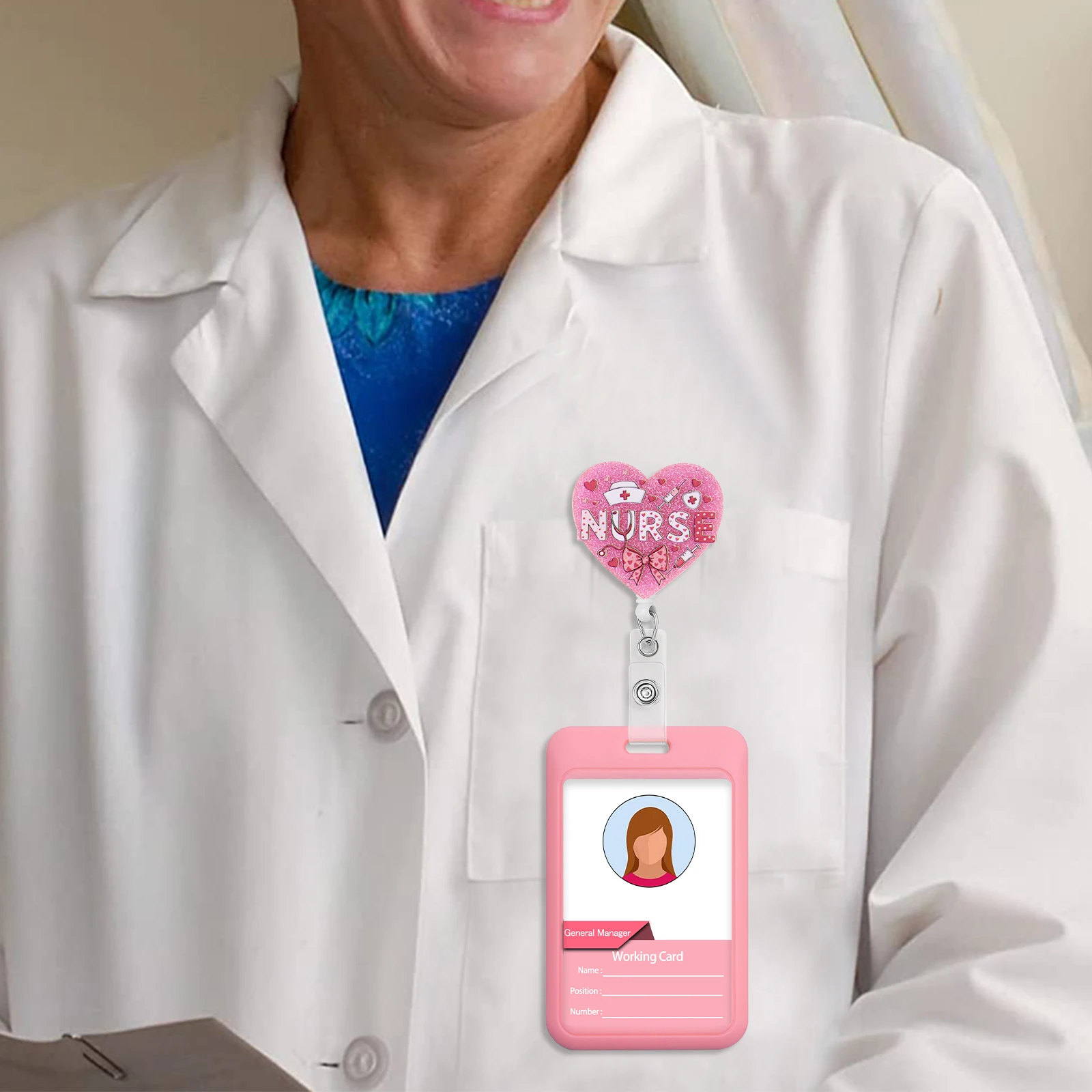 Rosa amor retrátil crachá carr - Resin Art Name avaliação e preço