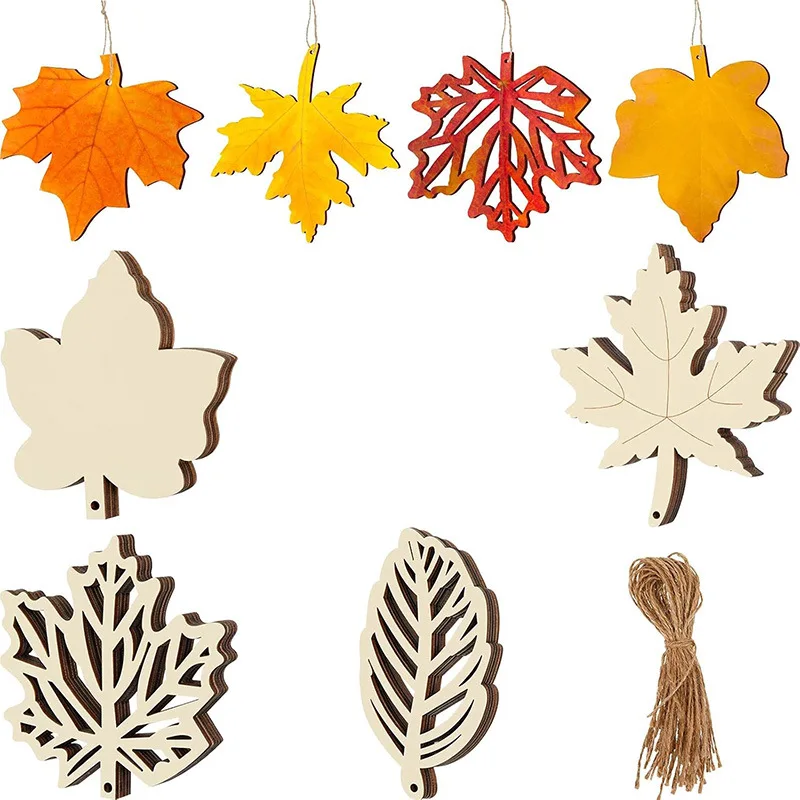 

Harvest Festival Signs Maple Leaf Wooden Chips Autumn Farmhouse Country Signs Porch Decoration