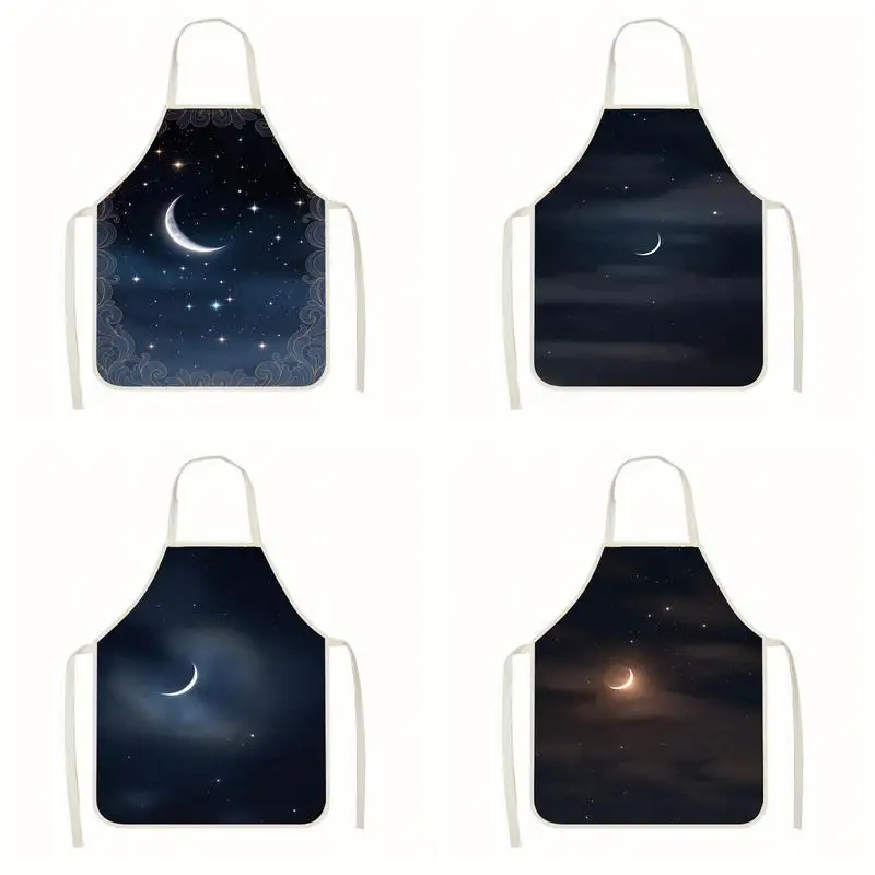 

Moonlit Starry Apron Linen Apron, Suitable For Kitchen Cooking, Parent-Child Interaction, Painting And Other Scenarios