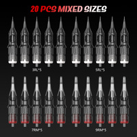 T-Rex 20 PCS Tattoo Box Needle Round Pad Disposable Sterilized Safe Tattoo Needles 3RL 5RL 7RM 9RM 5 PCS Each Model