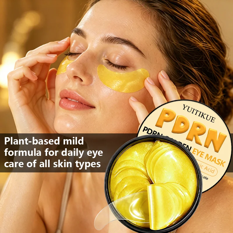 YUITIKUE PDRN Golden Eye Mask 60Pcs Niacinamide Hyaluronic Acid Centella Moisturizing Brightening Under Eye Patches
