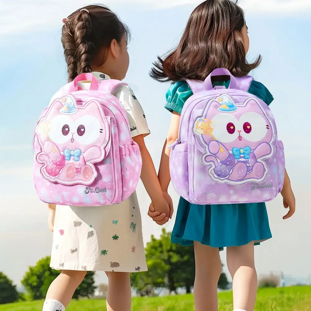 Mochila bonita de dibujos animados para niños, bolso de hombro creativo de gran capacidad para guardería, gato, nuevo