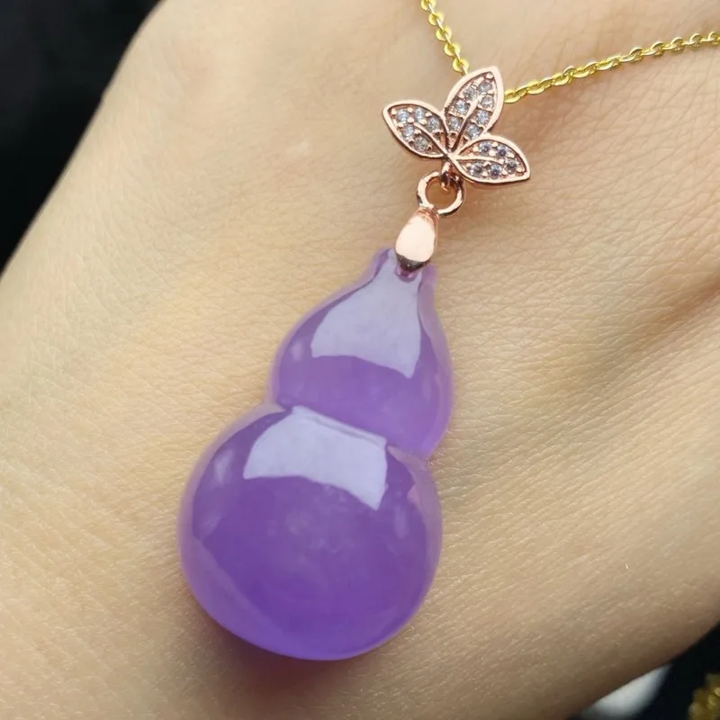 Pendant, Ice-Type Old Mine Jade, Violet Gourd Ornament, High-End Light Luxury Style, Perfect Gift for Your Best Frien view 2
