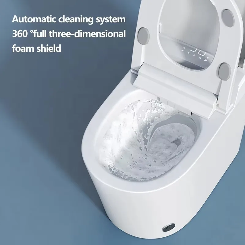 Intelligent all-in-one electric toilet with heated seat, night light, wireless remote control, modern ceramic toilet