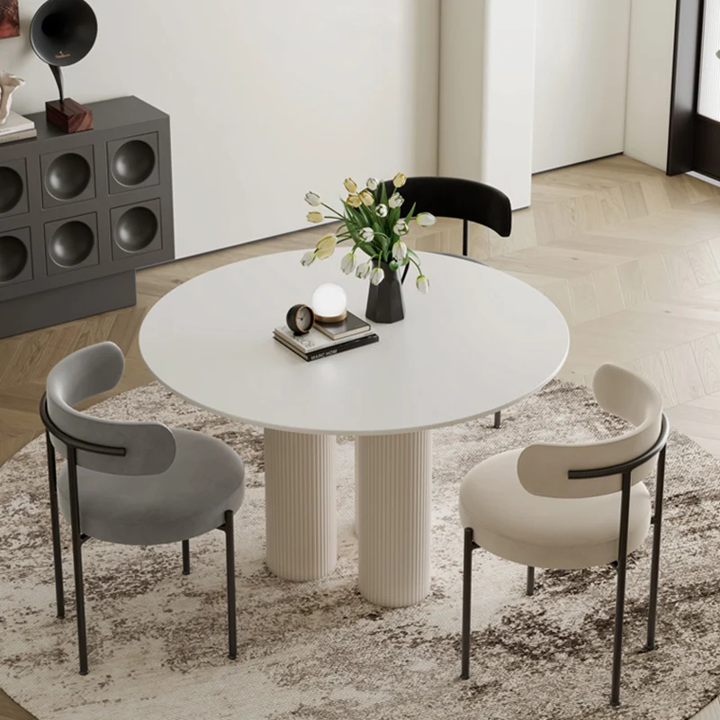 Round Dining Table Set 4 Chairs Marble Nordic Dining Table Minimalist Luxury Comedor De 4 Silla Set Furniture OK50CZ