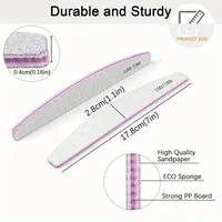 1/3/5/10Pcs Professional Nail File 80/100/150/180/240 Sandpaper Strong Thick Sanding Half Moon Lime nail accessories and Tools 4