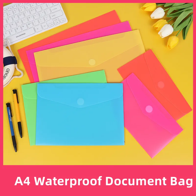

10PCS A4 Solid Color File Bag Large Capacity Space Waterproof Stationery Desk Organizer