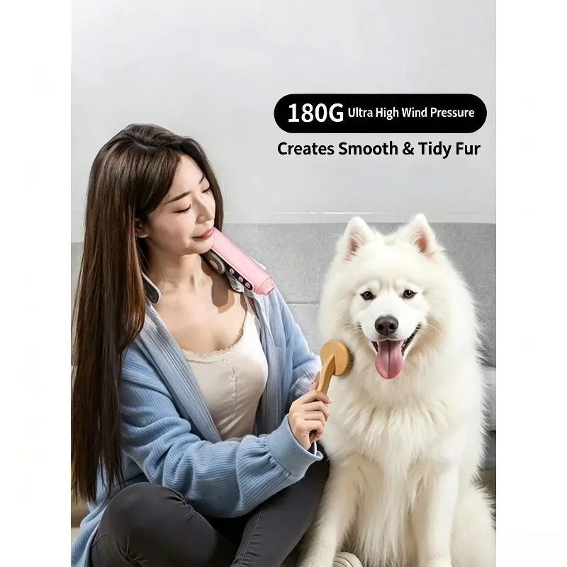 Neck Hanging Pet Hair Dryer Four Speed High Wind Quiet Blower For Dog Cat Grooming Bath Drying Household Salon Pet Care Work