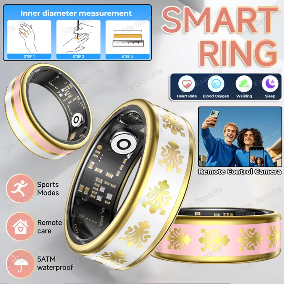 

Новое модное женское умное кольцо с цветной эмалью для мониторинга здоровья, из нержавеющей стали, водонепроницаемое, 2026