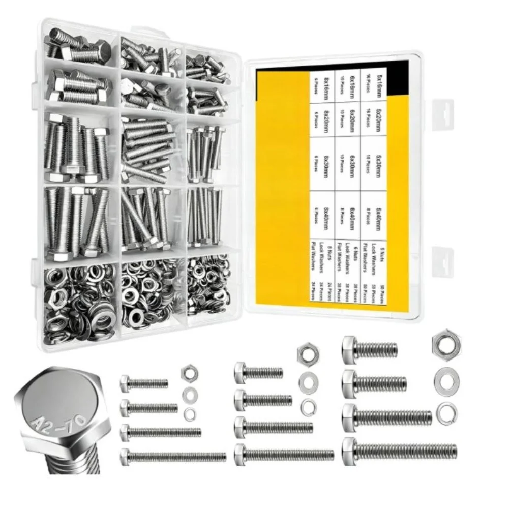 Black 304 Stainless Screw Set Stainless Steel Fastener Set Marine Grade Fasteners Secure Fit Design Organized Compartment Box