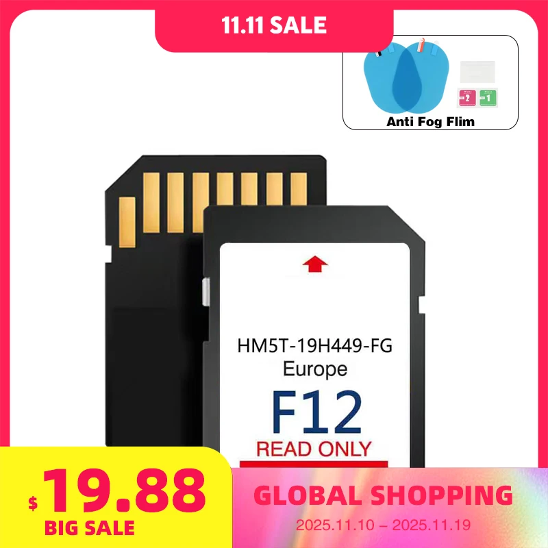 

Newest F12 Sync2 Navigation SD Card Sat Nav Map UK Europe for Ford 2024 Update HM5T-19H449-FG with Free Antifog Flim