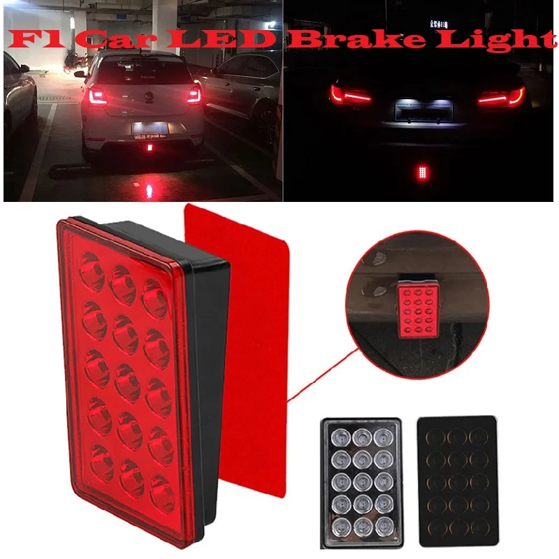 Światło Stop LED w stylu F1 12V, tylne światło samochodowe, migające światło ostrzegawcze, światło cofania, światło bezpieczeństwa, 15 LED do samochodu, SUV-a, motocykla