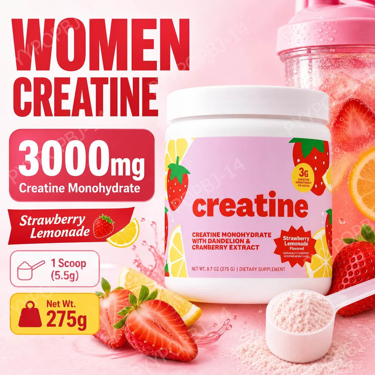 Creatine Monohydrate Powder - Creatina Monohidrato en Polvo para Mujeres,