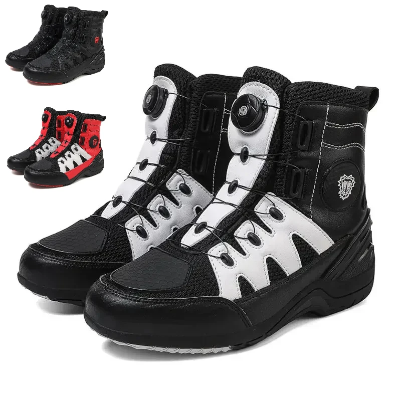 

2026 JG-Wolf Motocross Boots Men Women Biker Boots Anti-Slip Riding Boots Waterproof Leather Motorcycle Shoes for City Riding