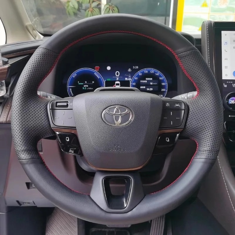 

Прошитая вручную черная кожа наппа, нескользящая фотокожа для Toyota Camry Alphard 2023 2024, автомобильные аксессуары
