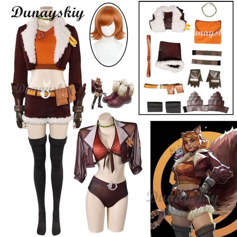 

Rivals Squirrel Girl Doreen Green Cosplay Swimsuit Costume Disguise for Women Girls Bikinis Set Outfits Halloween Carnival Suit