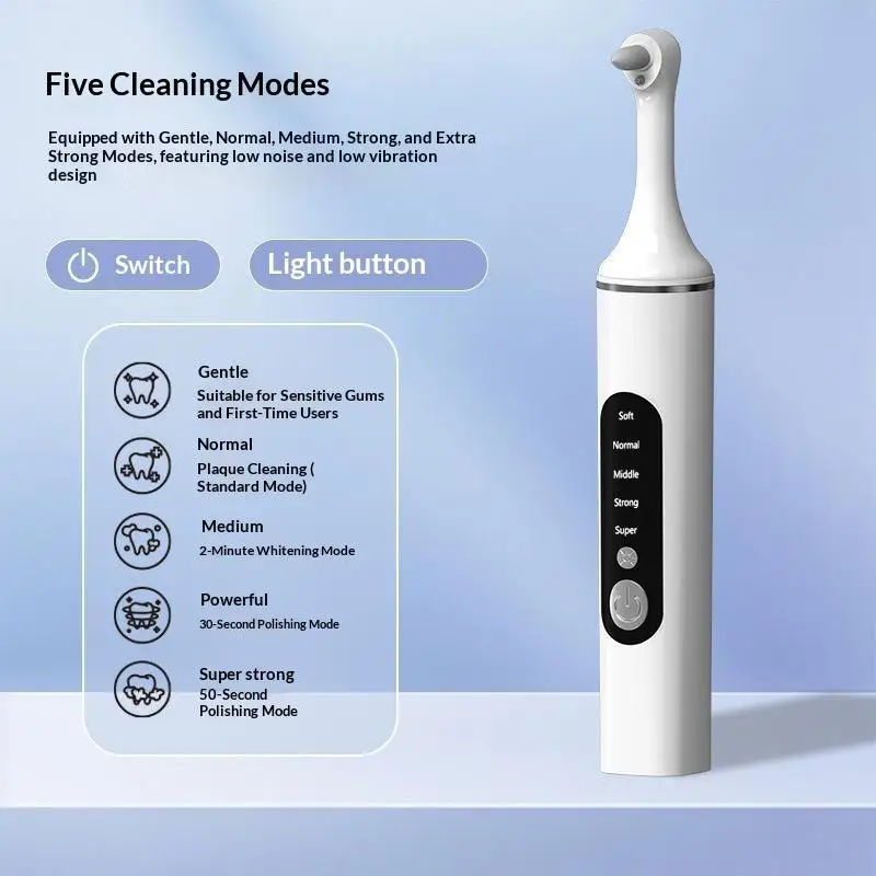 Electric Dental Polisher Effective Plaque Stain Remover with 6 Brush Heads for Adult Oral Care
