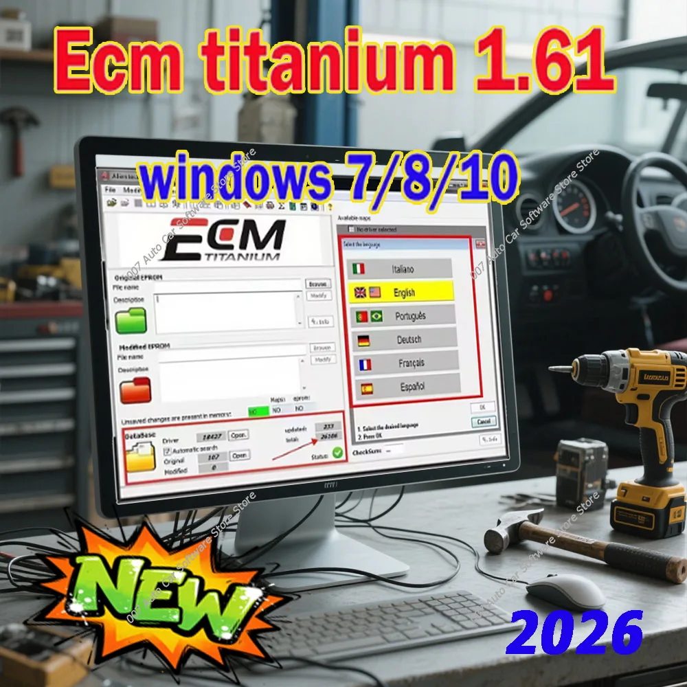 2026 Hot ECM Titanium 1.61 ECU Tool 26000+ Drivers Compatible with Windows 7/8/10 Update Driver for Automotive Repair