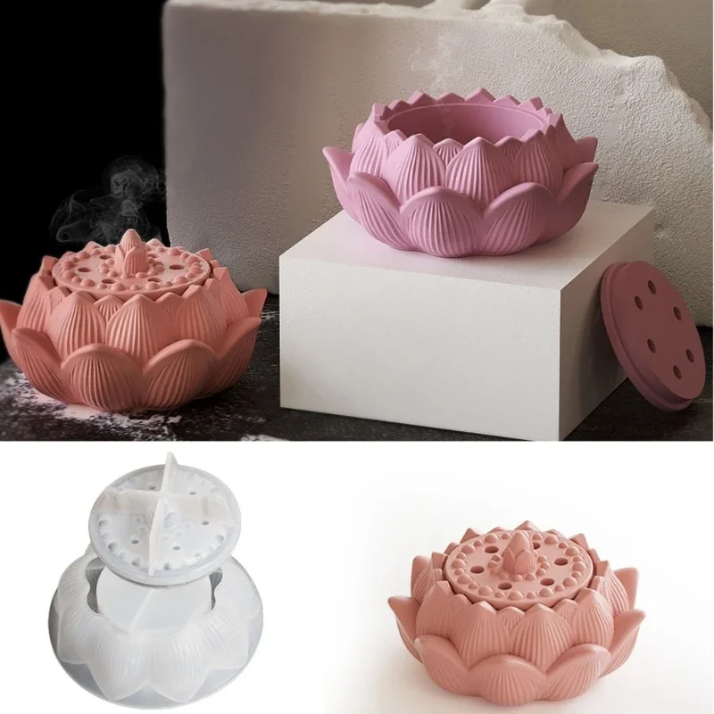 

Storage Box Silicone Mold Lotus Shaped Jewelry Box Epoxy Resin Molds DIY Gypsum Jar Home Decors