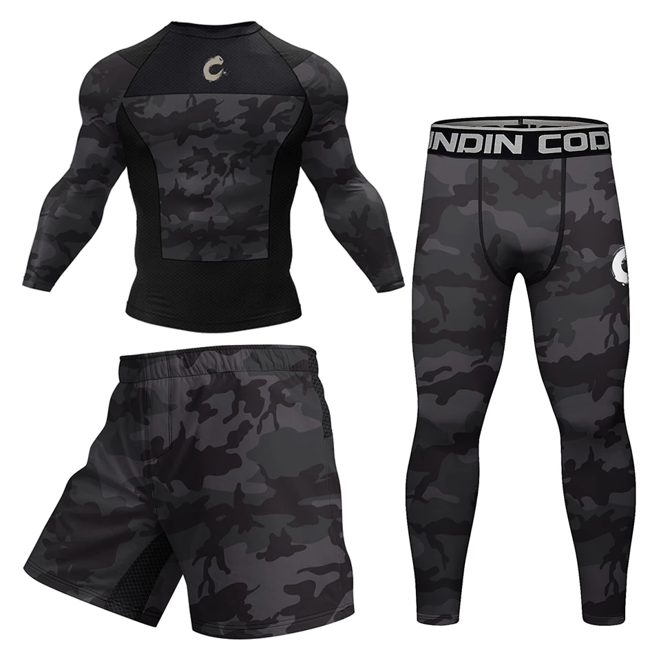 Black No Gi BJJ Jiu Jitsu T-shirt +MMA Shorts Sets Boxing Rashguard for Men Jiu Jitsu Compression Workout Wear Sport Jerseys