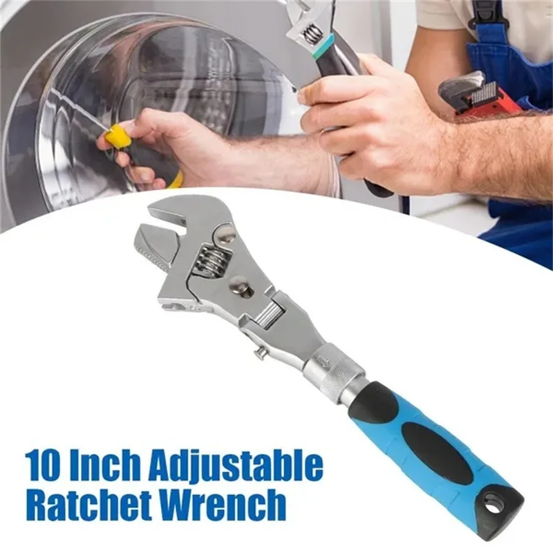 Multifunction 5 In 1 Torque Wrench 10 Inch Adjustable Ratchet Wrench 180 Degree Folding Spanner Household Manual Tool