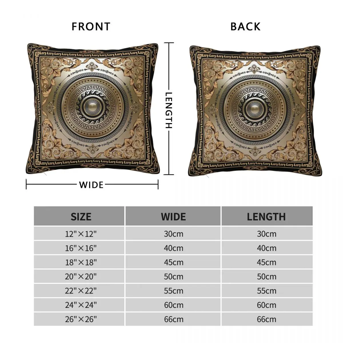 Black Bronze Baroque Filigree Square Pillowcase Polyester Linen Velvet Pattern Zip Decorative Pillow Case Sofa Cushion Cover