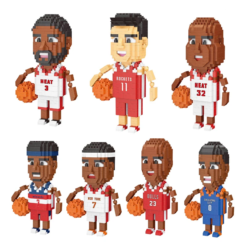 Mini Brick Basketball Player Doll Model Decoration DIY Movable Doll Diamond Building Blocks Children's Toys Collection Gift