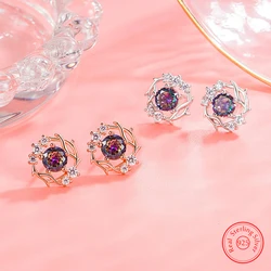 Solid 925 Sterling Silver Crystal Zircon Jewelry Trendy Elk Stud Earrings For Women New XY0297