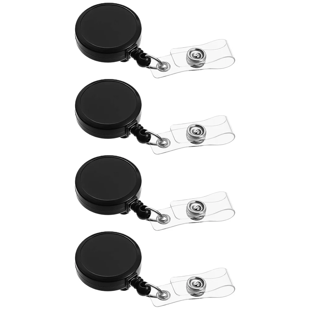 

4pcs Photo Key Card Holder Sublimation Blank Badge Reel Retractable Id Name Tag Pendant For Nurse Office Staff Student Volunteer