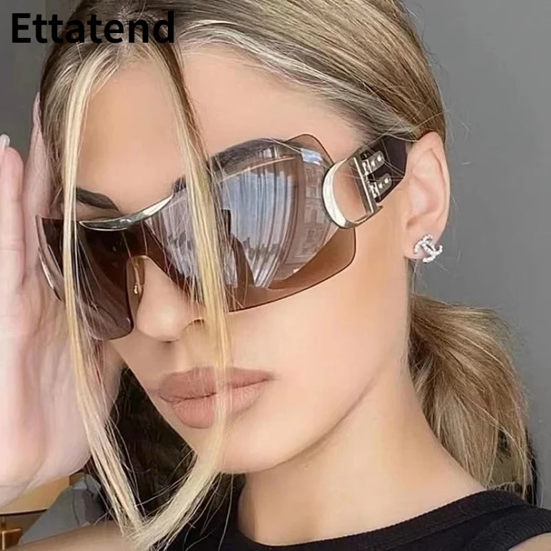 

Fashion Vintage Y2k One Piece Rimless Sunglasses Women Men Luxury Brand Designer Sun Glasses Trend Sports Goggles for Female