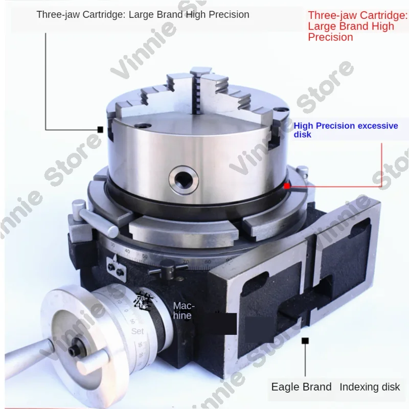 4inch 5 inch Universal Indexing Table Rotary Table with Three-jaw four-jaw Chucks Divider Head 4/6/8/10/12/14 Inch