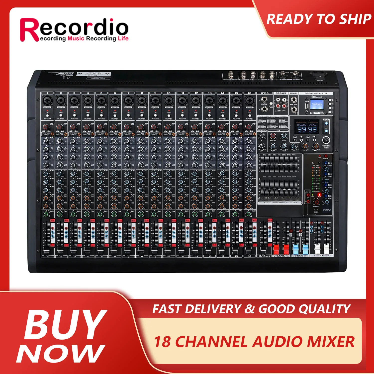 GAX-TF18 18-channel pure mixer wedding hotel school recording broadcast room USB with Blueteeth reverb effect device