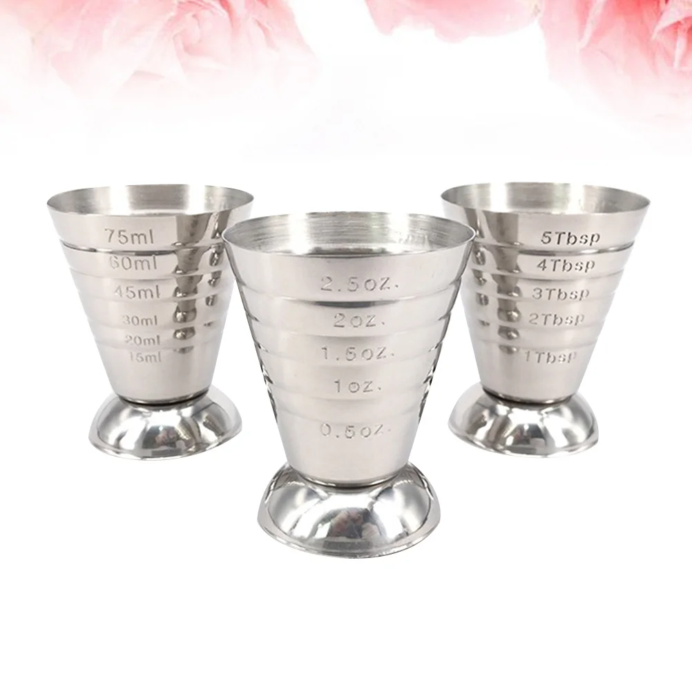 

3Pcs Stainless Steel Jigger Bar Clever Tapered Design for Easy Measuring Mixed Drinks Ounce Measuring Shot Cup Silver