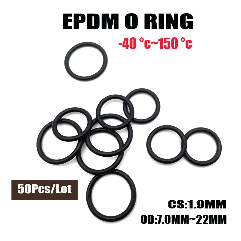 

20pcs EPDM O Ring Seal Gaskets CS 1.9mm OD 7~22mm Insulation and waterproof corrosion resistant acid alkali resistant anti-aging