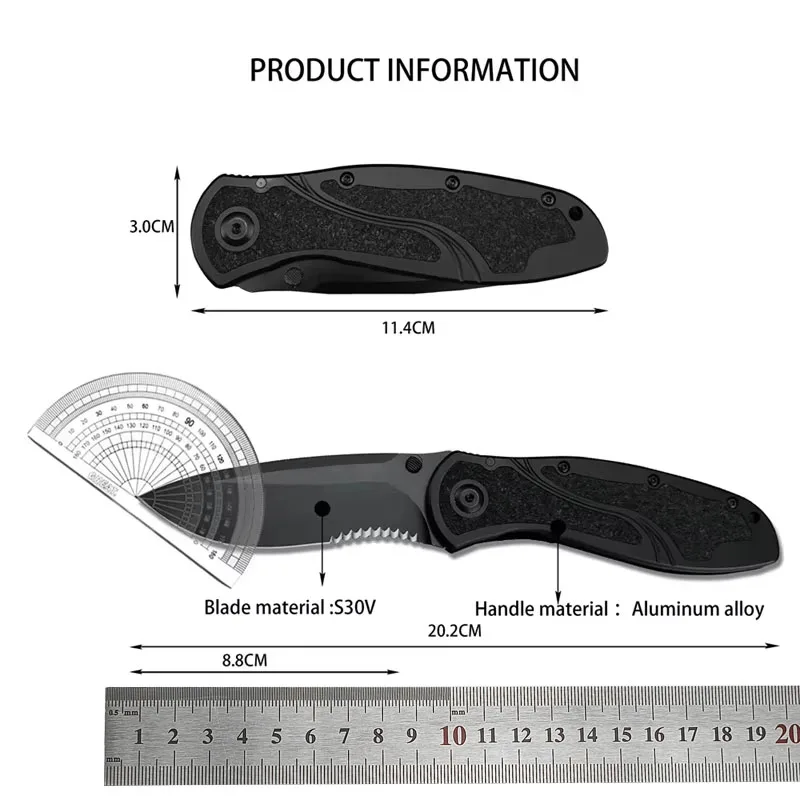 KS 1670 Folding Pocket EDC Knives S30V Blade Aluminum Alloy Handle Outdoor Hunting Cutting Camping Adventure EDC Multitool Knife