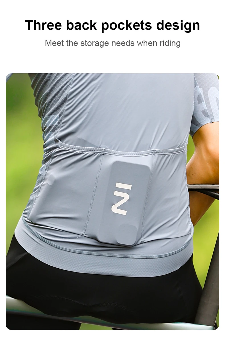 INBIKE Herren-Radtrikot, Rennrad-Shorts, Radfahren, kurzärmelig, durchgehender Reißverschluss, Trägerhose, atmungsaktiv, Sommer-Radtrikot-Set – Detail 9