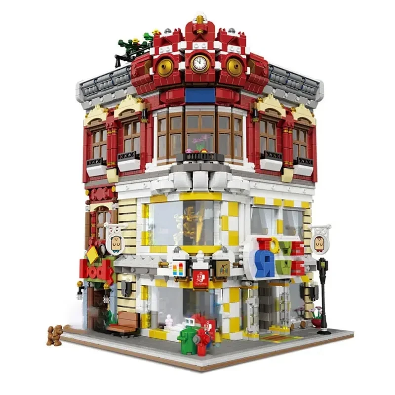 

XB01006 City Street View Toys and Bookstore Building Model Block Toys Decorative Gifts