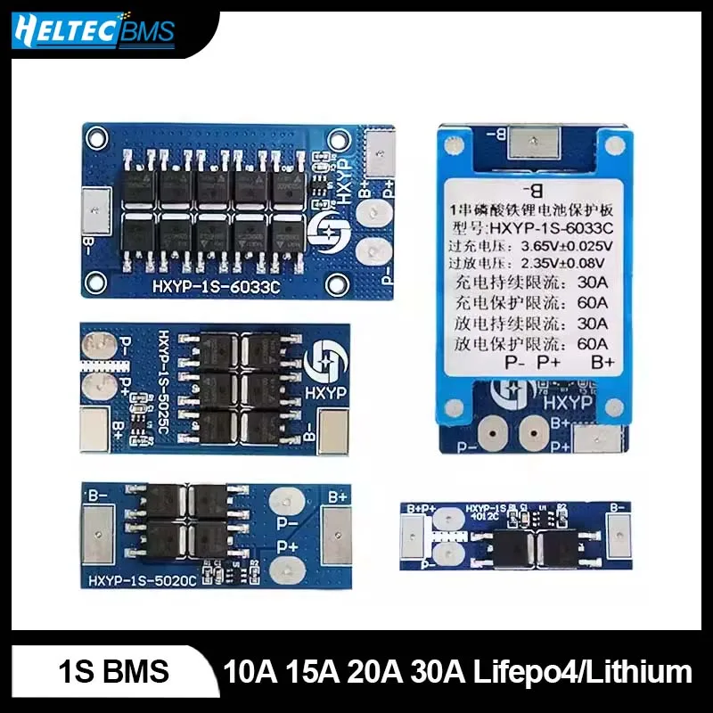 Heltecbms 1S 3.2V 10a 15a 20a 30a Lifepo4 bms 1s Lithium Iron Phosphate board single cell Over charge/Discharge protection