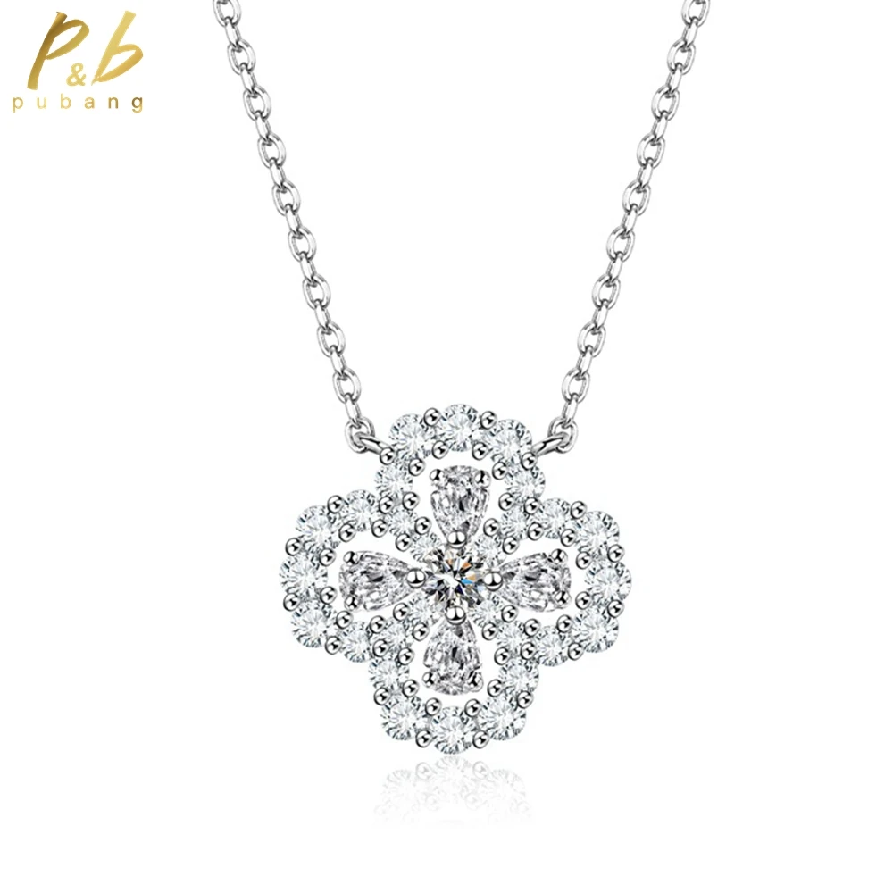 

PuBang Fine Jewelry Pendant Necklace Solid 925 Sterling Silver Created Moissanite for Women Anniversary Party Gift Drop Shipping