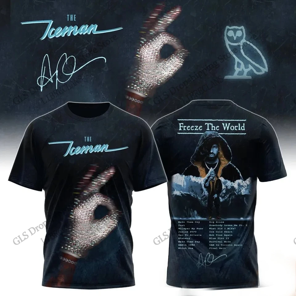 2027 New Rock Singer Drake Album Iceman 3d Print T-shirt Men Women Fashion Hip Hop Short Sleeve Tops Tees Men Clothes Oversized