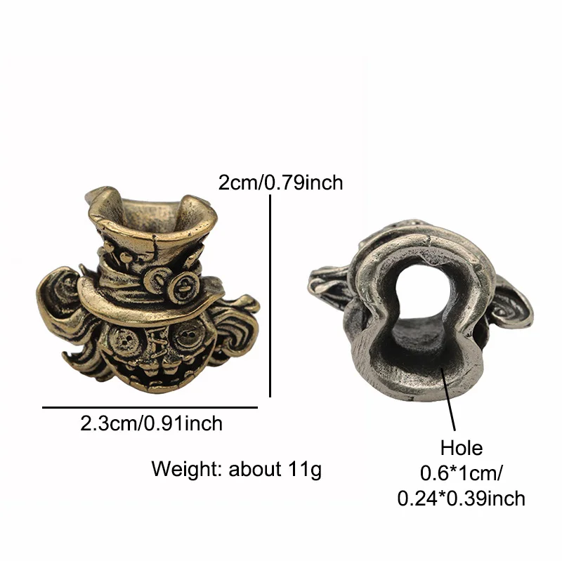 Double-sided Puppet Head Brass Knife Beads EDC DIY Paracord Woven Bracelets Lanyard Pendants Accessories Outdoor Tool Hangings - view 6