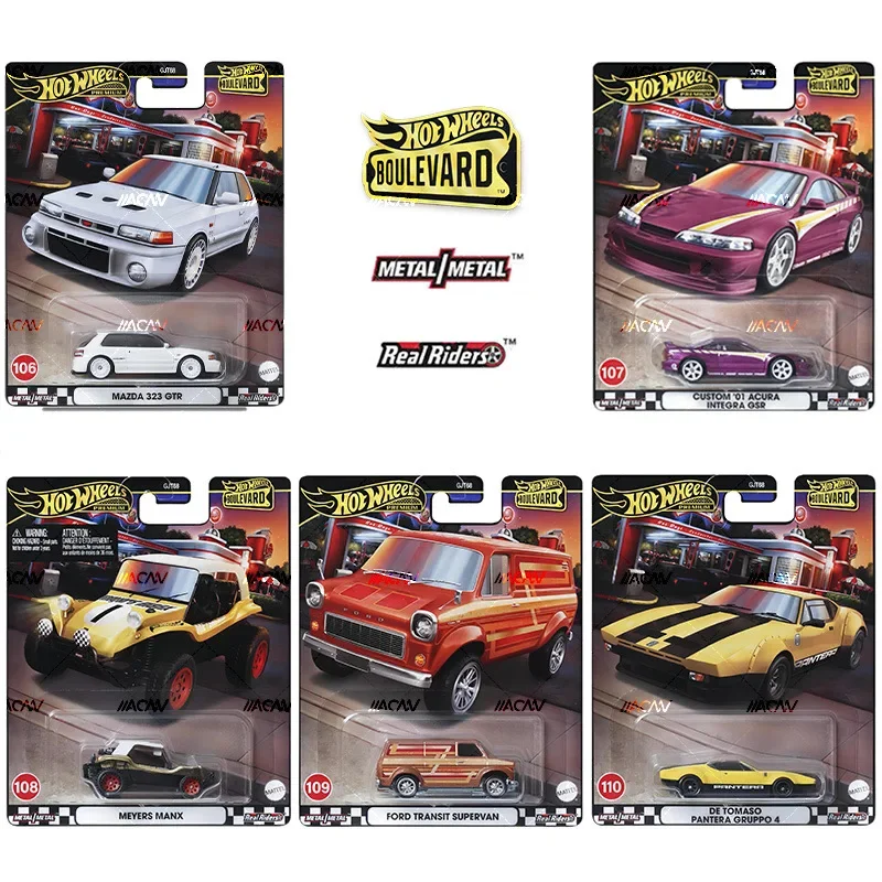 Genuine Hot Wheels Premium Car Boulevard Boys Tous 1:64 Diecast Ford Transit Supervan De Tomaso Pantera Gruppo Birthday Gift