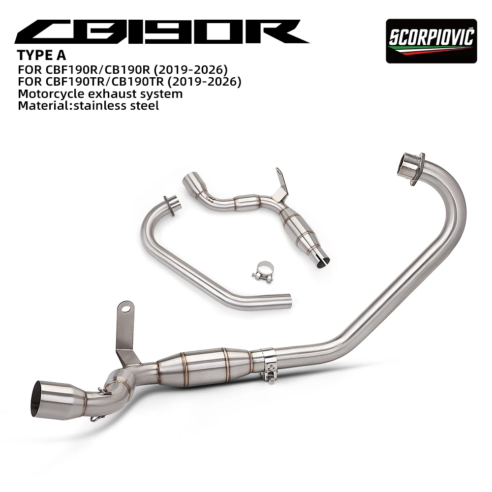 

For CBF190 TR CB190R CB 190 R 2019-2026 Motorcycle Exhaust Front Link Pipe Fits 51mm Muffler