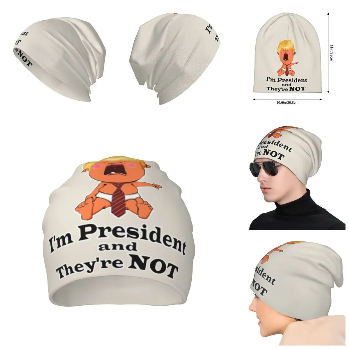 

3D Color printing Knitted Hat For Men And Women, Donald Trump Cartoon5 Gift Unisex winter Warm Brimless Urinal Hat