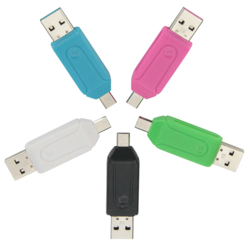 500pcs 2 1 USB OTG 카드 판독기에 대 한 유니버설 마이크로 Usb TF SD 카드 판독기 어댑터 PC 전화 컴퓨터에 대 한