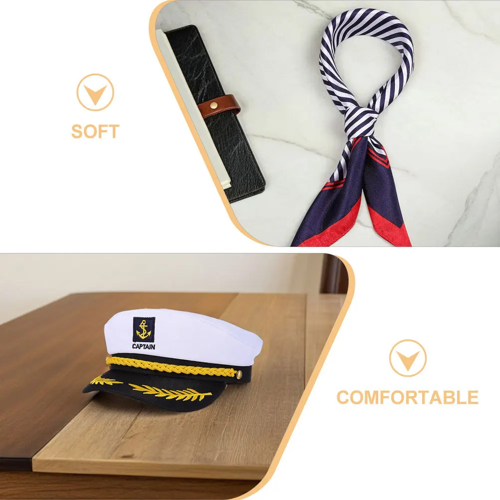 1 مجموعة بحار قبعة وشاح زي الكابتن بحري حفلة ملحق للبالغين يخت قارب البحرية فستان طاقم قبعة الحدث ارتداء #6