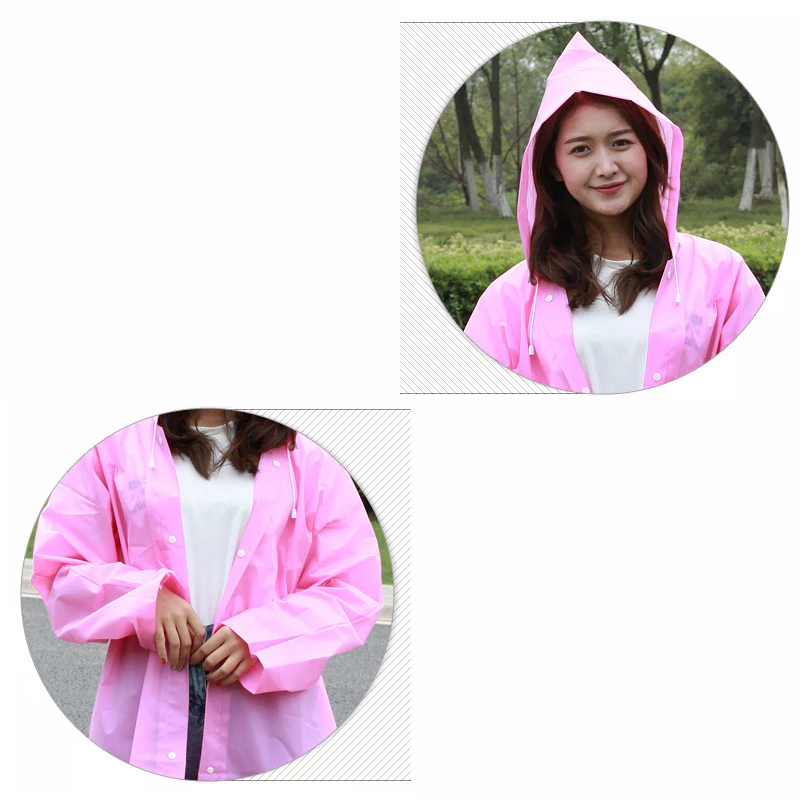 Rain Coats For Women Men Waterproof Long Eva Adult Pink Grey Blue Raincoat Hiking Work Camp Face Camping